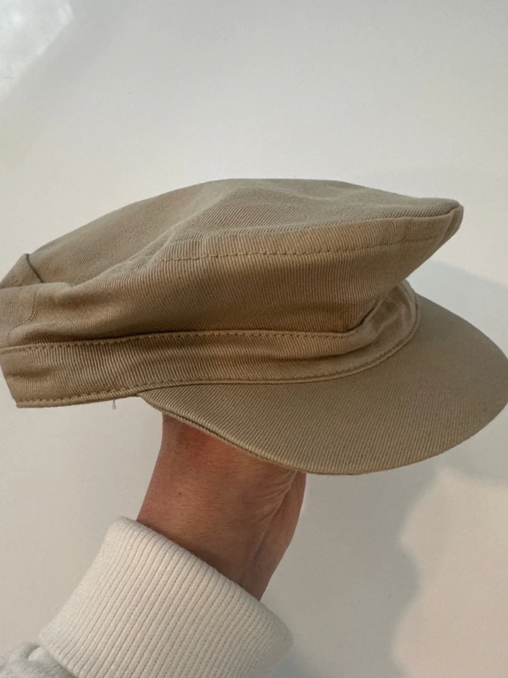 Popelin Kids Tan Twill Newsboy Cap Baker Boy‎ Hat Made in Spain NWT 6-12M